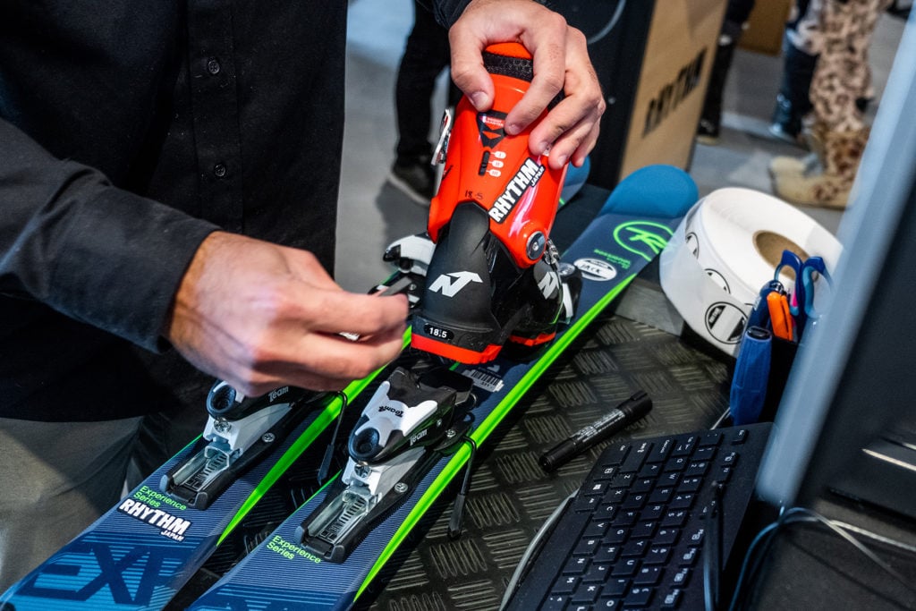 Rhythm stocks the best new skis and boots for rent